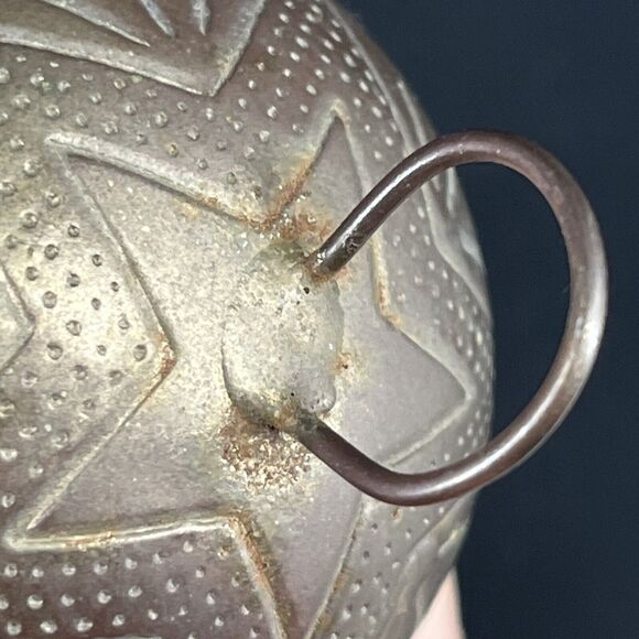Vintage Sleigh Bell 2-1/2" Ornate Pattern Engraved Star Jingle Tarnished Silver - Picture 9 of 12